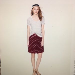 J.crew burgundy silk skirt